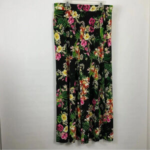 G.I.L.I. Jetsetter Tropical Print Side Slit‎ Palazzo Pants Size XL